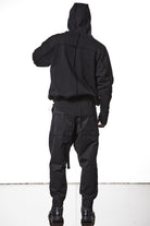 M SJ 690 Black High-Collar Zip Hoodie – Oversized Fit with Distressed Details Black Man THOM KROM