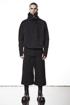 M SJ 690 Black High-Collar Zip Hoodie – Oversized Fit with Distressed Details Black Man THOM KROM