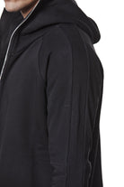 M SJ 691 – Zip Hoodie High Neck Ribbed Panel Sleeves Thumbhole Cuffs Black Man THOM KROM