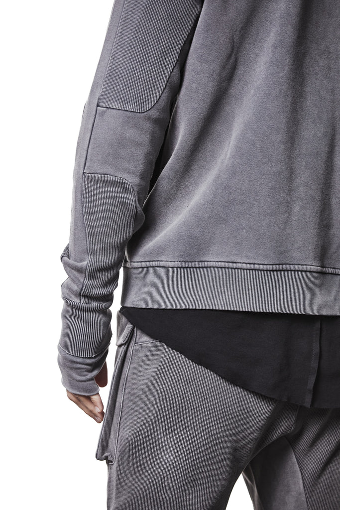 M SJ 691 – Zip Hoodie High Neck Ribbed Panel Sleeves Thumbhole Cuffs Used Grey - Man, Hoodies, Hoodies, TEPHRA