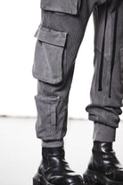 M ST 502 – Cargo Pants Multi-Pocket Long Drawstrings Elastic Waist Tapered Cuffs Used Grey Man THOM KROM