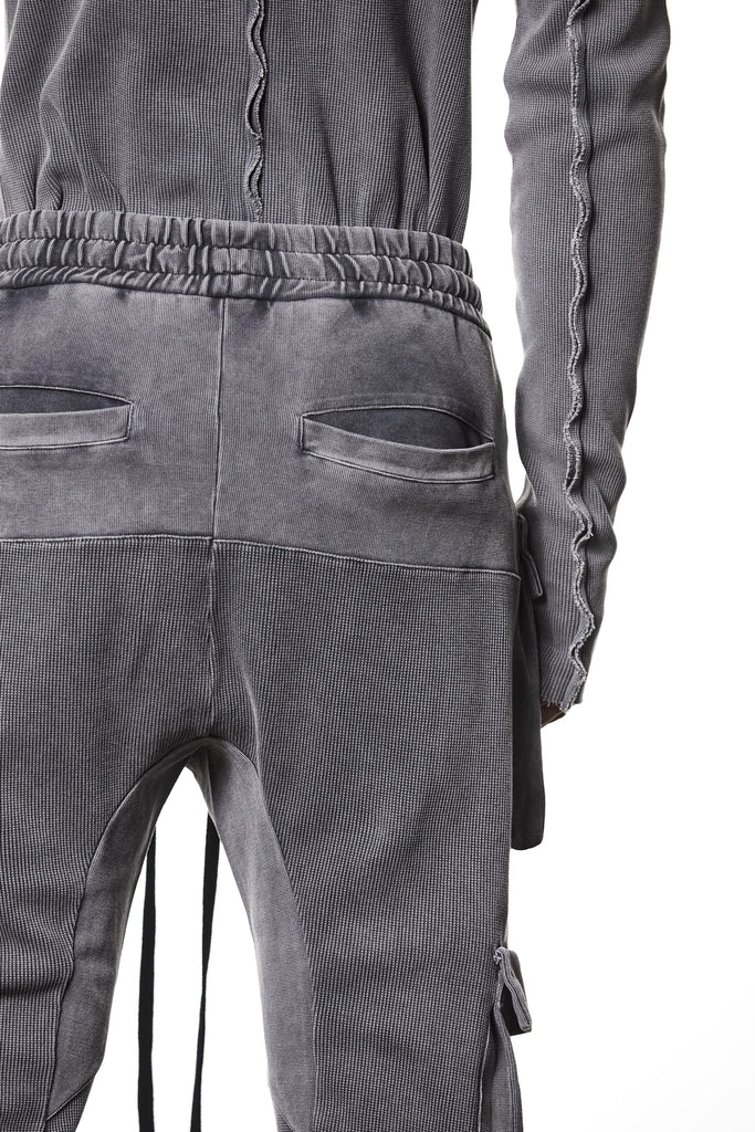 M ST 502 – Cargo Pants Multi-Pocket Long Drawstrings Elastic Waist Tapered Cuffs Used Grey Man THOM KROM