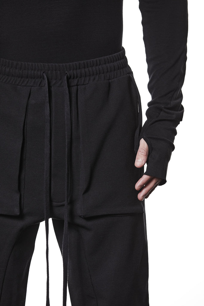 M ST 509 – Cargo Pants Multi-Pocket Long Drawstrings Elastic Waist Tapered Cuffs Black Man THOM KROM