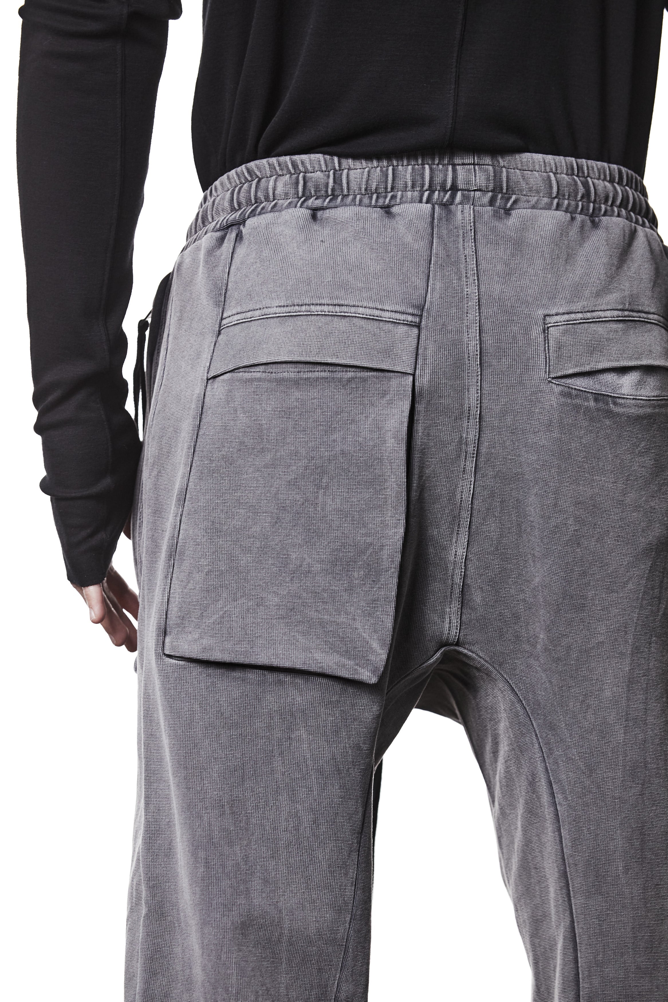M ST 509 – Cargo Pants Multi-Pocket Long Drawstrings Elastic Waist Tapered Cuffs Used Grey -  Man THOM KROM