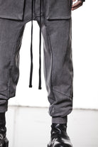 M ST 509 – Cargo Pants Multi-Pocket Long Drawstrings Elastic Waist Tapered Cuffs Used Grey -  Man THOM KROM