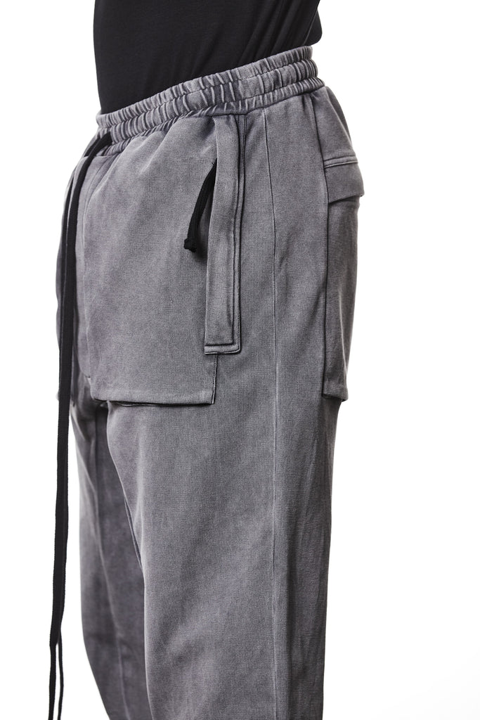 M ST 509 – Cargo Pants Multi-Pocket Long Drawstrings Elastic Waist Tapered Cuffs Used Grey -  Man THOM KROM