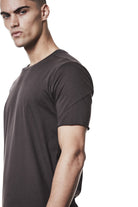 M TS 872 – Fitted Short-Sleeve T-Shirt Asymmetric Back Seam Night Brown-Man THOM KROM