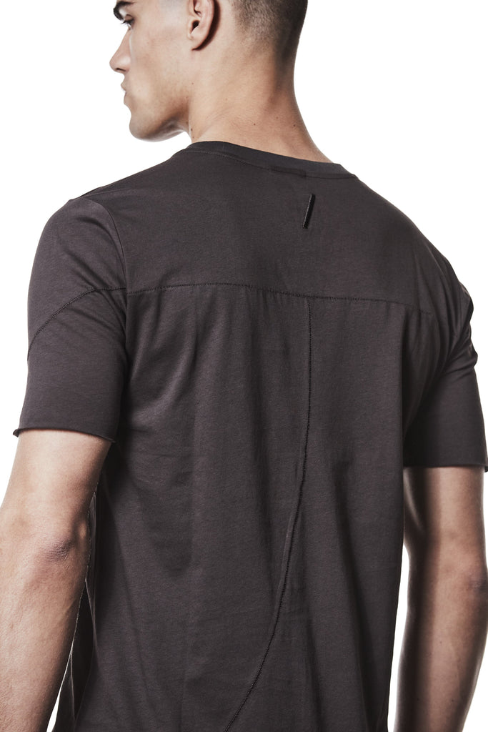 M TS 872 – Fitted Short-Sleeve T-Shirt Asymmetric Back Seam Night Brown-Man THOM KROM