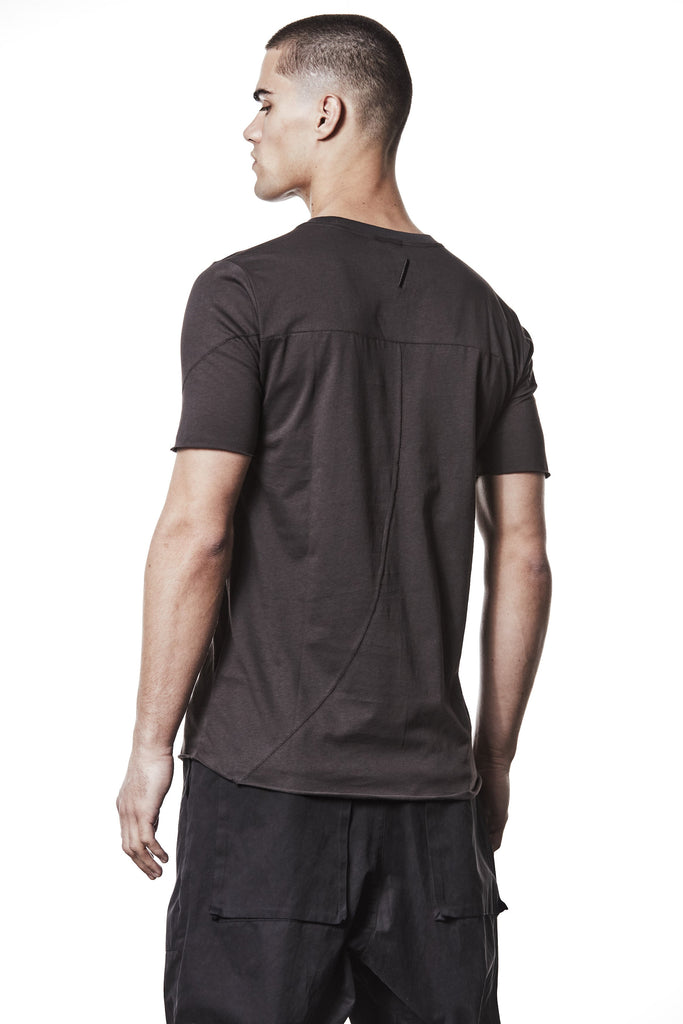 M TS 872 – Fitted Short-Sleeve T-Shirt Asymmetric Back Seam Night Brown-Man THOM KROM