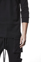 M TS 895 – Fitted 3/4 Sleeve Top – Ribbed Texture with Exposed Seams Black Man THOM KROM