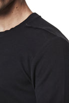 M TS 895 – Fitted 3/4 Sleeve Top – Ribbed Texture with Exposed Seams Black Man THOM KROM