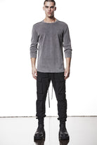 MTS898 – Fitted Long-Sleeve Top – Ribbed Texture with Exposed Seams Used Grey - Man, Shirts, Shirts, TEPHRA