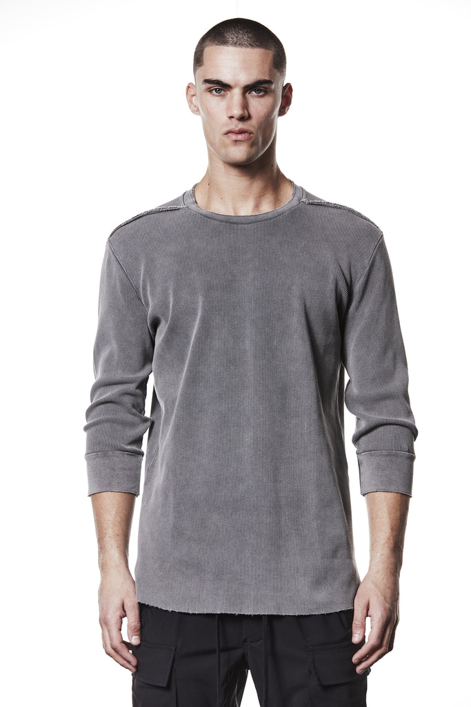 MTS898 – Fitted Long-Sleeve Top – Ribbed Texture with Exposed Seams Used Grey - Man, Shirts, Shirts, TEPHRA