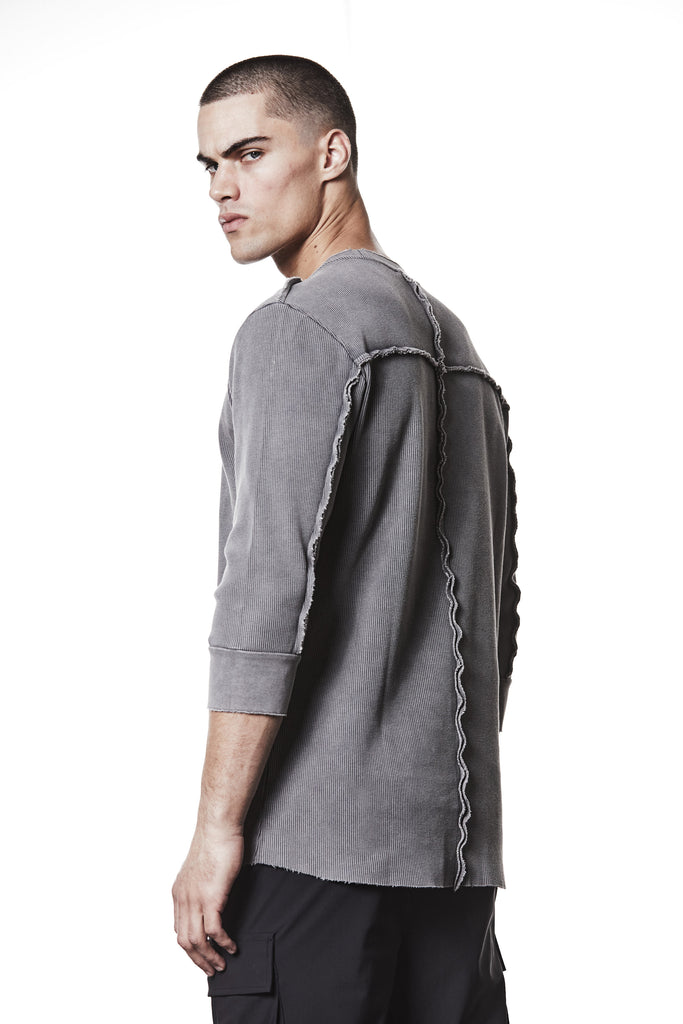MTS898 – Fitted Long-Sleeve Top – Ribbed Texture with Exposed Seams Used Grey - Man, Shirts, Shirts, TEPHRA