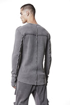 M TS 898 Fitted Long-Sleeve Top – Ribbed Texture with Exposed Seams and Thumbholes Used Grey Man THOM KROM