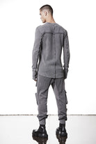 M TS 898 Fitted Long-Sleeve Top – Ribbed Texture with Exposed Seams and Thumbholes Used Grey Man THOM KROM