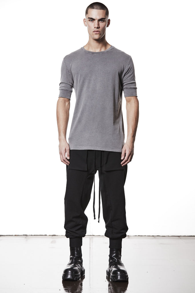 M TS 903 – Fitted Short-Sleeve T-Shirt Extended Cuffs Raw Edge Used Grey - Man THOM KROM