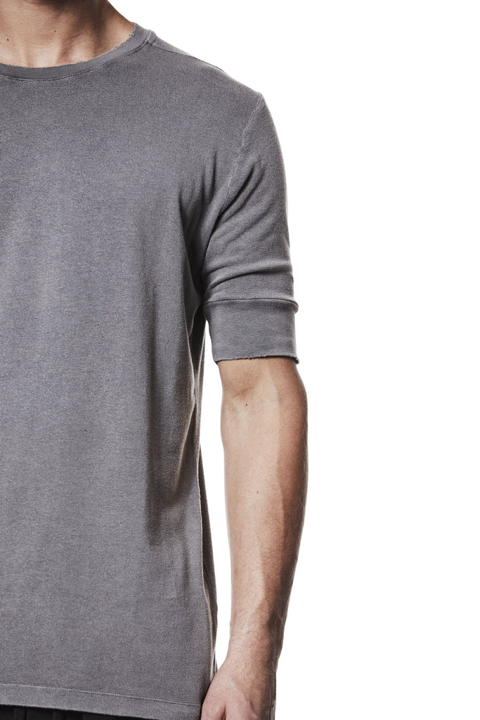 M TS 903 – Fitted Short-Sleeve T-Shirt Extended Cuffs Raw Edge Used Grey - Man THOM KROM