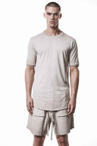 M TS 937 T-Shirt - Beige Cold Dye Stone Cotton Modal Rib Men's
