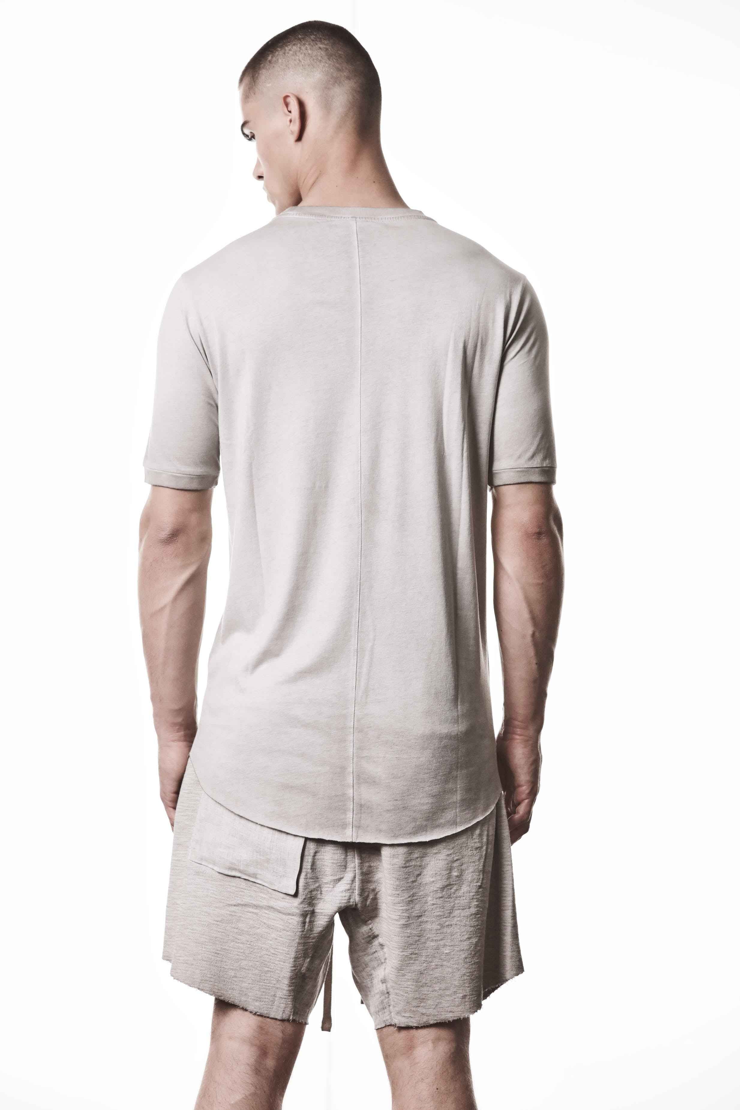 M TS 937 T-Shirt - Beige Cold Dye Stone Cotton Modal Rib Men's