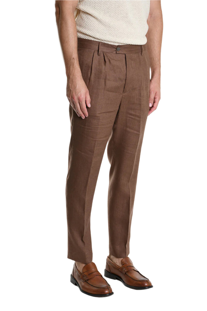 TROUSER A3251PBARAM Regular Linen Brown.