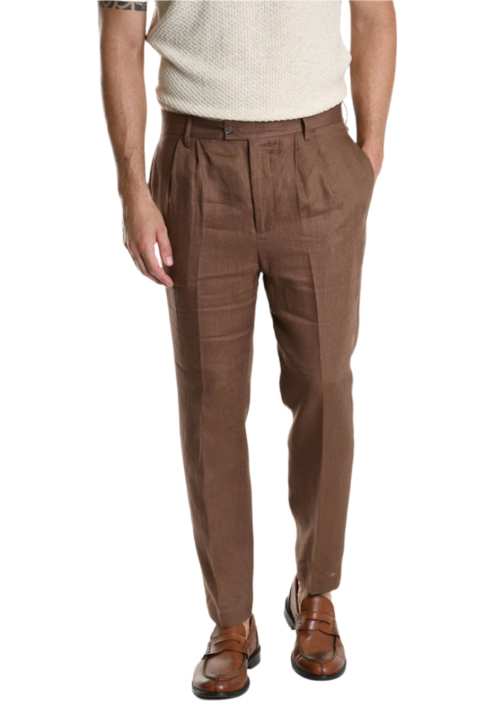 TROUSER A3251PBARAM Regular Linen Brown.