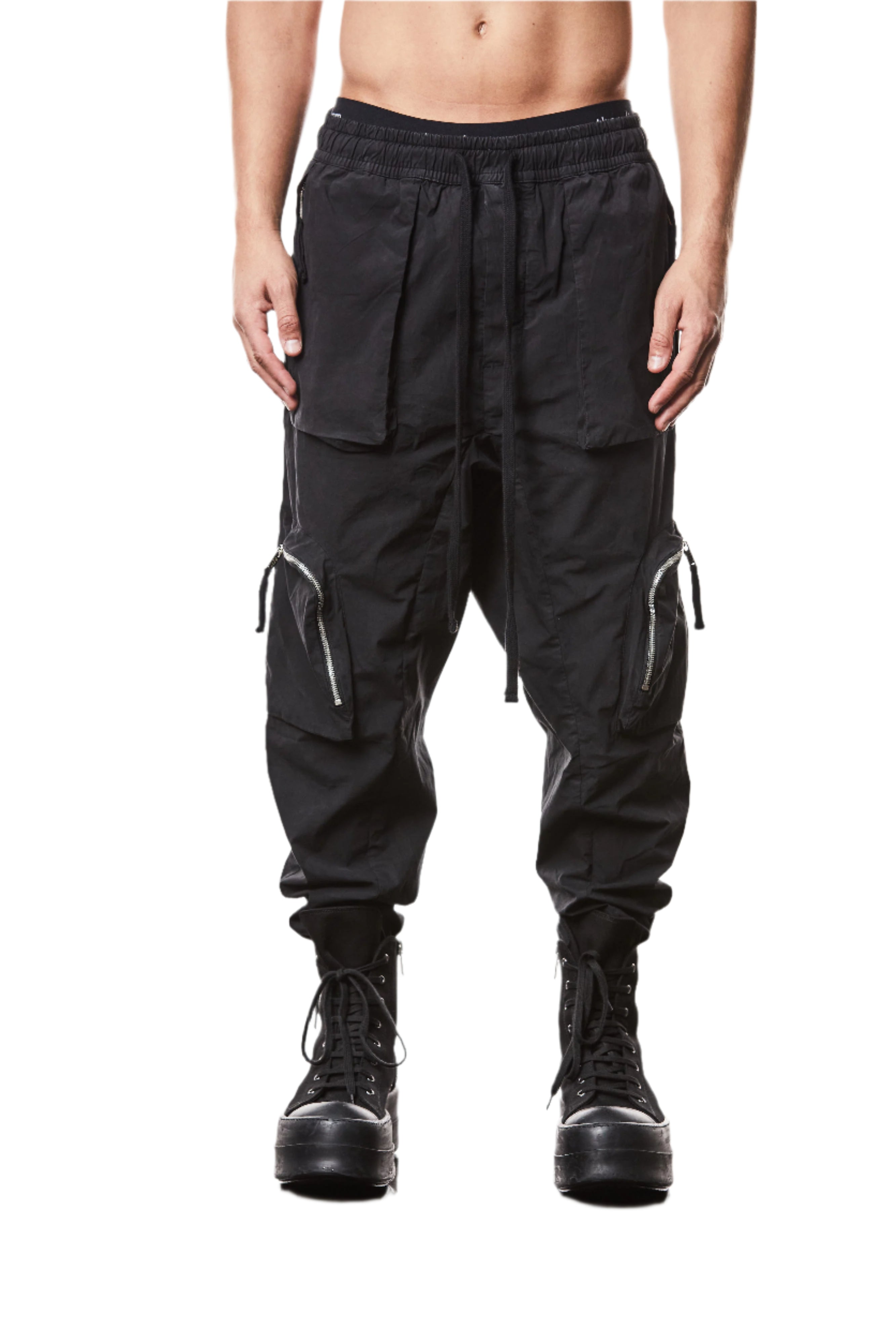 T3M P 1025 woven cargo trousers black
