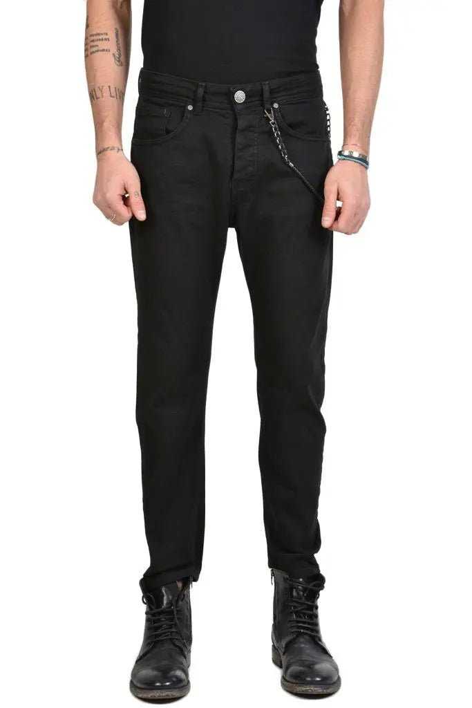 TR2UOXFO223 BLACK stretch denim 99 Pants trousers men XAGON MAN TEPHRA