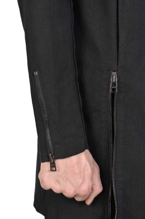 TR3B CENTRAL23 BLACK Gabardine cotton stretch long jacket..