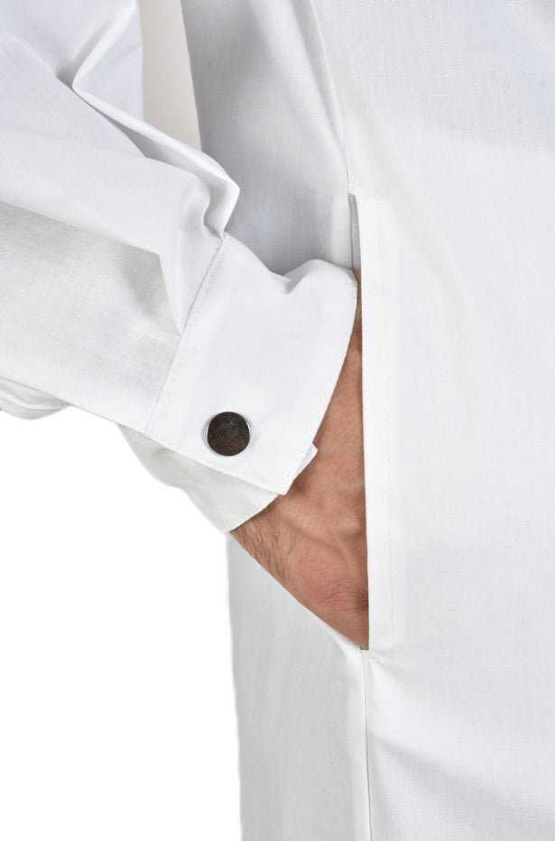 TR3B FACTOTUM23 WHITE Stretch Cotton Long Oversize Shirt.