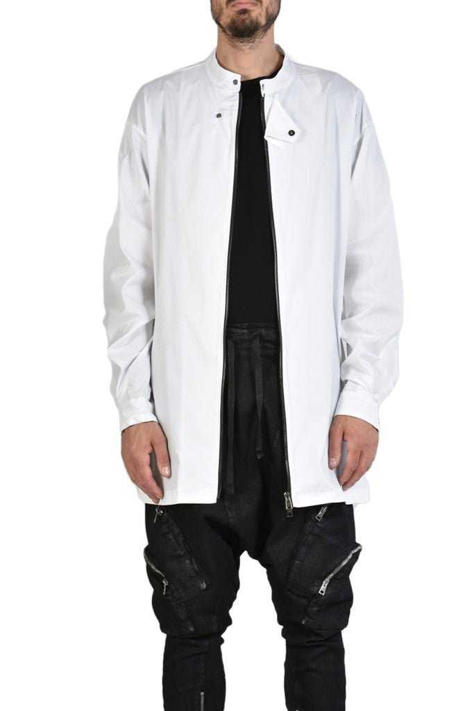 TR3B FACTOTUM23 WHITE Stretch Cotton Long Oversize Shirt.