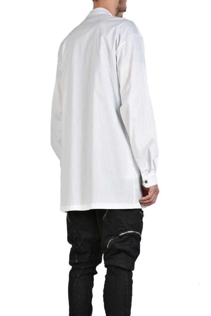 TR3B FACTOTUM23 WHITE Stretch Cotton Long Oversize Shirt.