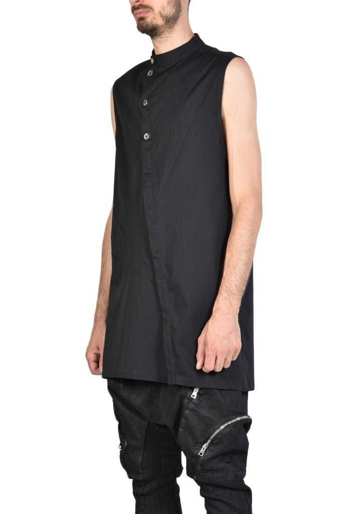 TR3B RISPOSTA23 BLACK Cotton Stretch Regular Long Sleeveless Shirt.