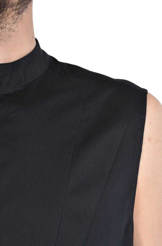 TR3B RISPOSTA23 BLACK Cotton Stretch Regular Long Sleeveless Shirt.