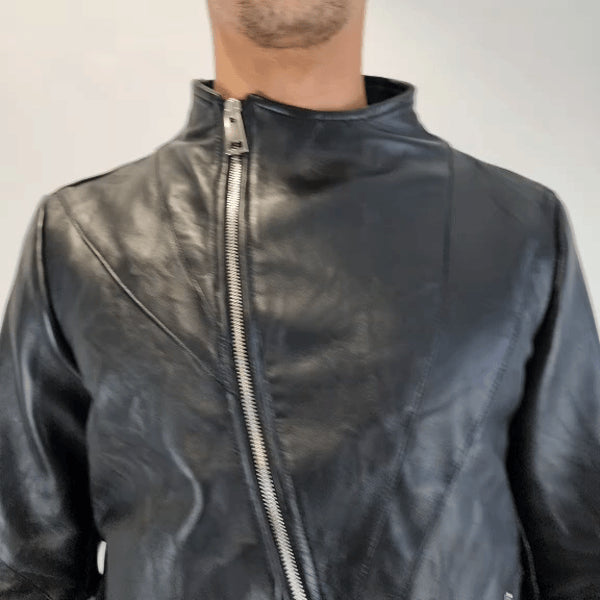 TR3B STORMZY23 BLACK Vegetable-tanned Crumpled Leather Regular Jacket.