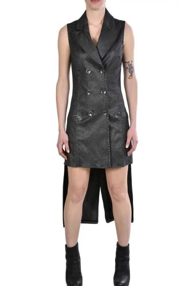 TR4B BLANCO23 BLACK stretch laminated dress 198 Dresses Last Pieces LA HAINE INSIDE US TEPHRA