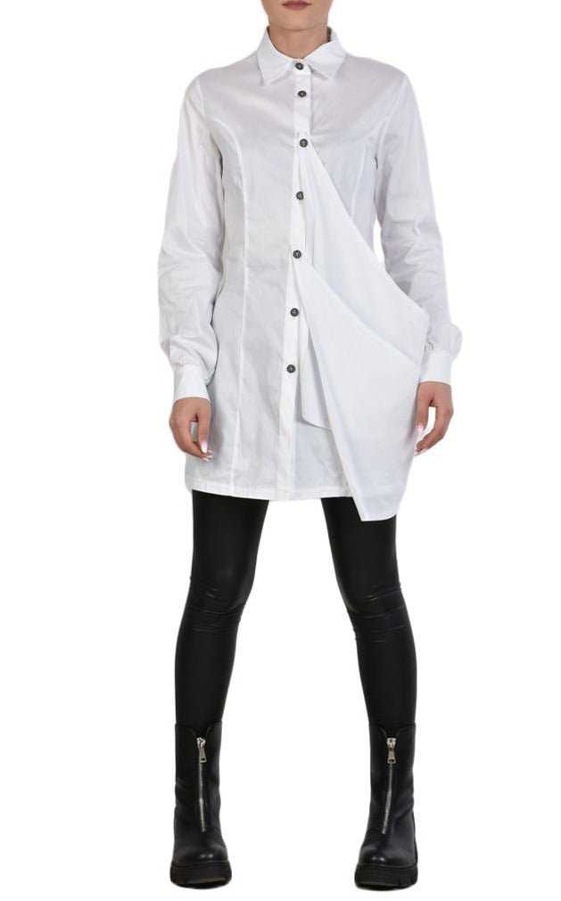 TR4B EUGEN23 WHITE Stretch Asymmetric Shirt 175 Shirts & Tops Shirt Women LA HAINE INSIDE US TEPHRA