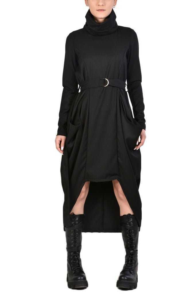 TR4B HULAHOOP2325 BLACK cool wool oversize asymmetric dress 238 Dresses Dress Woman LA HAINE INSIDE US TEPHRA