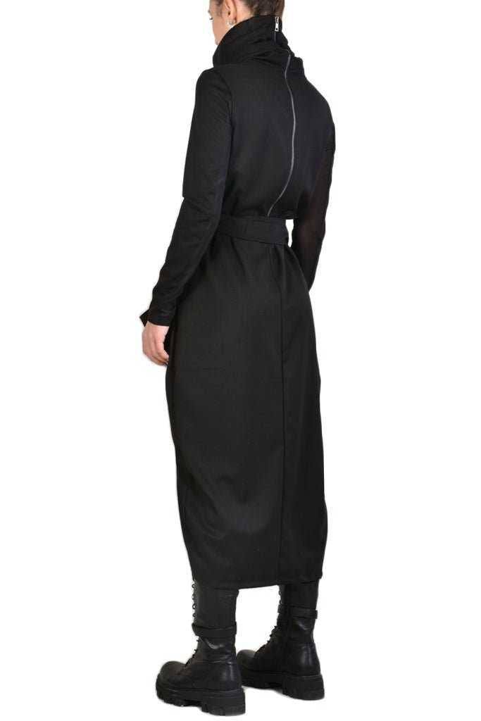 TR4B HULAHOOP2325 BLACK cool wool oversize asymmetric dress