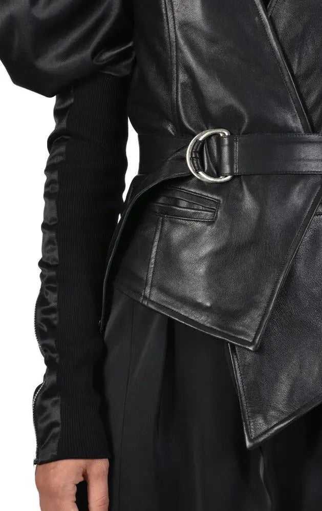 TR4B SEMIA20 BLACK luxurious leather jacket 528 Coats & Jackets Jackets Woman LA HAINE INSIDE US TEPHRA