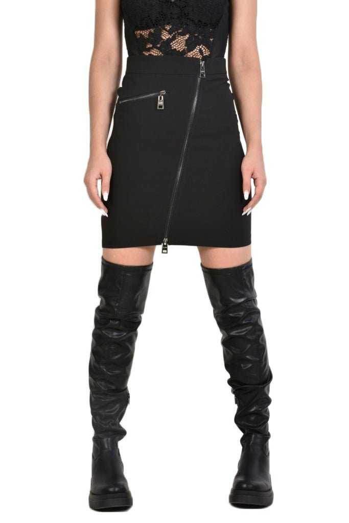 TR4B VALLADOLID23 Black Techno Stretch Skirt