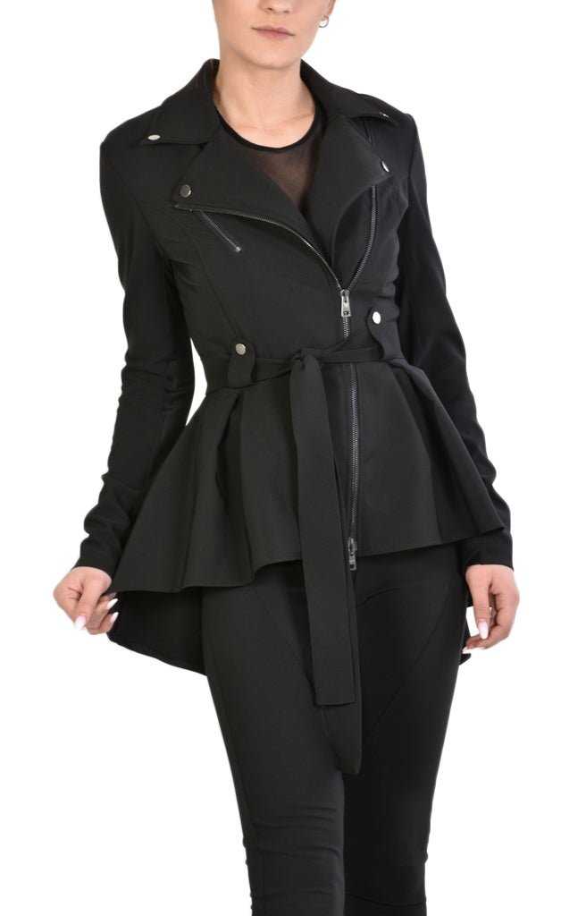 TR4B WICHITA23 BLACK Stretch Asymmetric Skinny Jacket 269 Coats & Jackets Jackets Woman LA HAINE INSIDE US TEPHRA