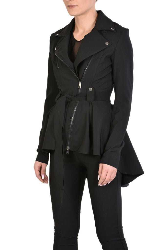 TR4B WICHITA23 BLACK Stretch Asymmetric Skinny Jacket.