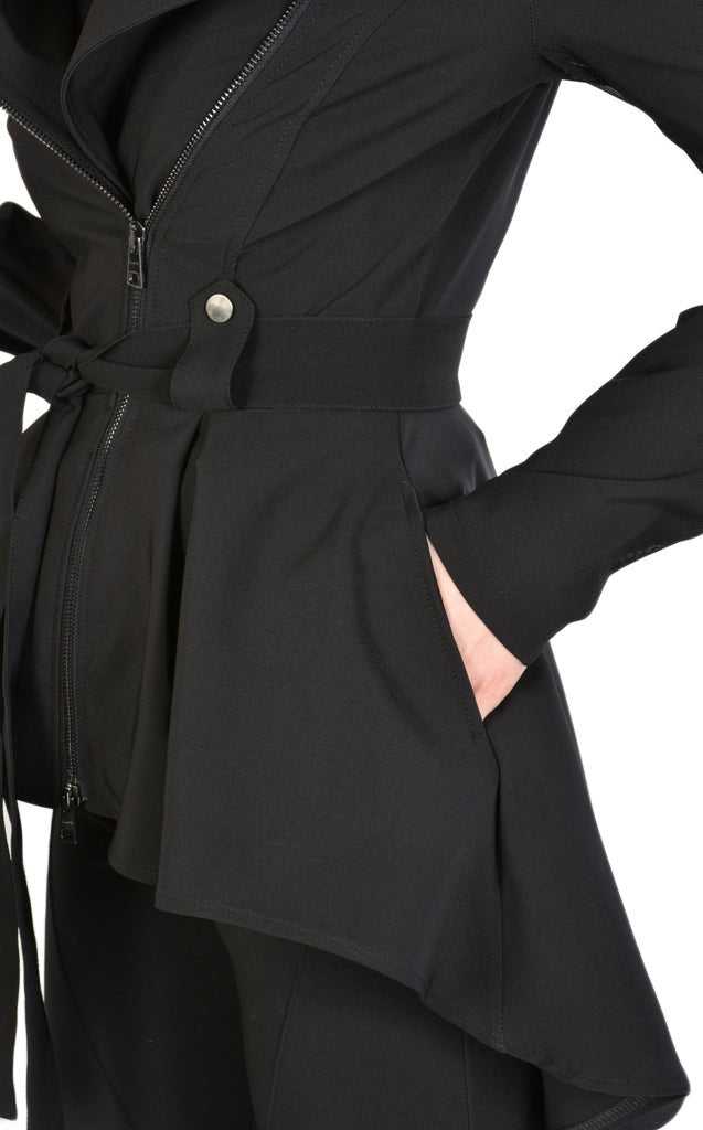 TR4B WICHITA23 BLACK Stretch Asymmetric Skinny Jacket.