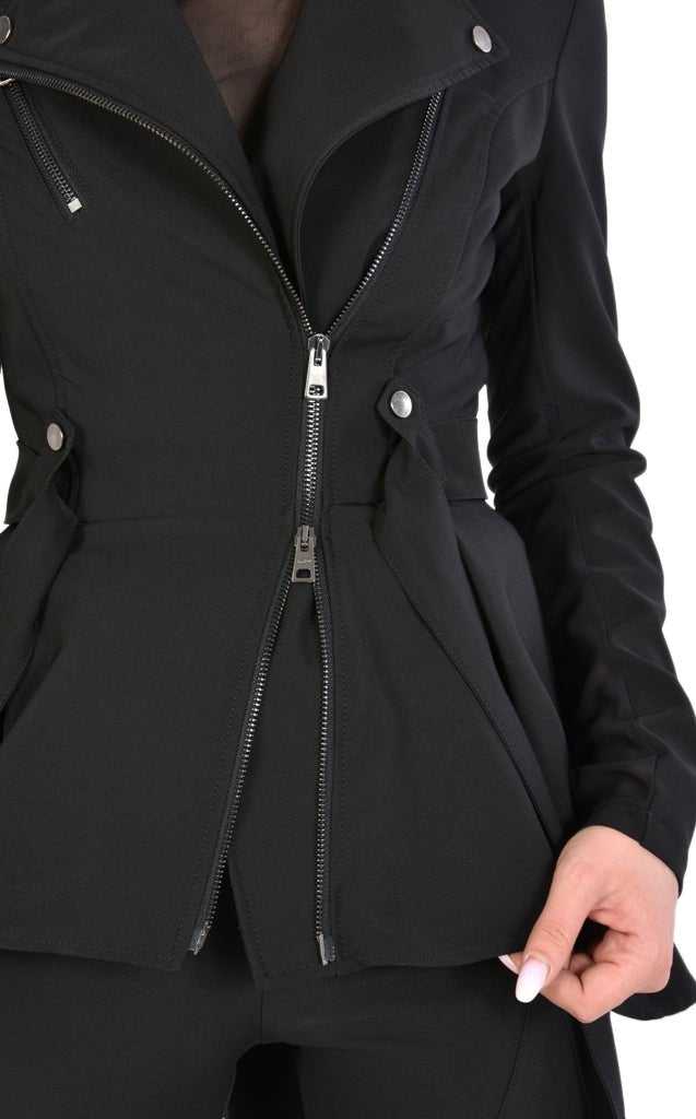 TR4B WICHITA23 BLACK Stretch Asymmetric Skinny Jacket 269 Coats & Jackets Jackets Woman LA HAINE INSIDE US TEPHRA