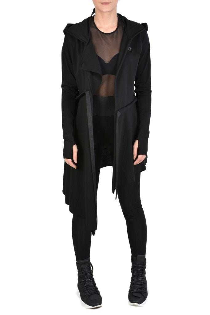 TR4J GENYA BLACK Cotton Jersey Asymmetric Cardigan 189 CARDIGAN Jackets Woman LA HAINE INSIDE US TEPHRA