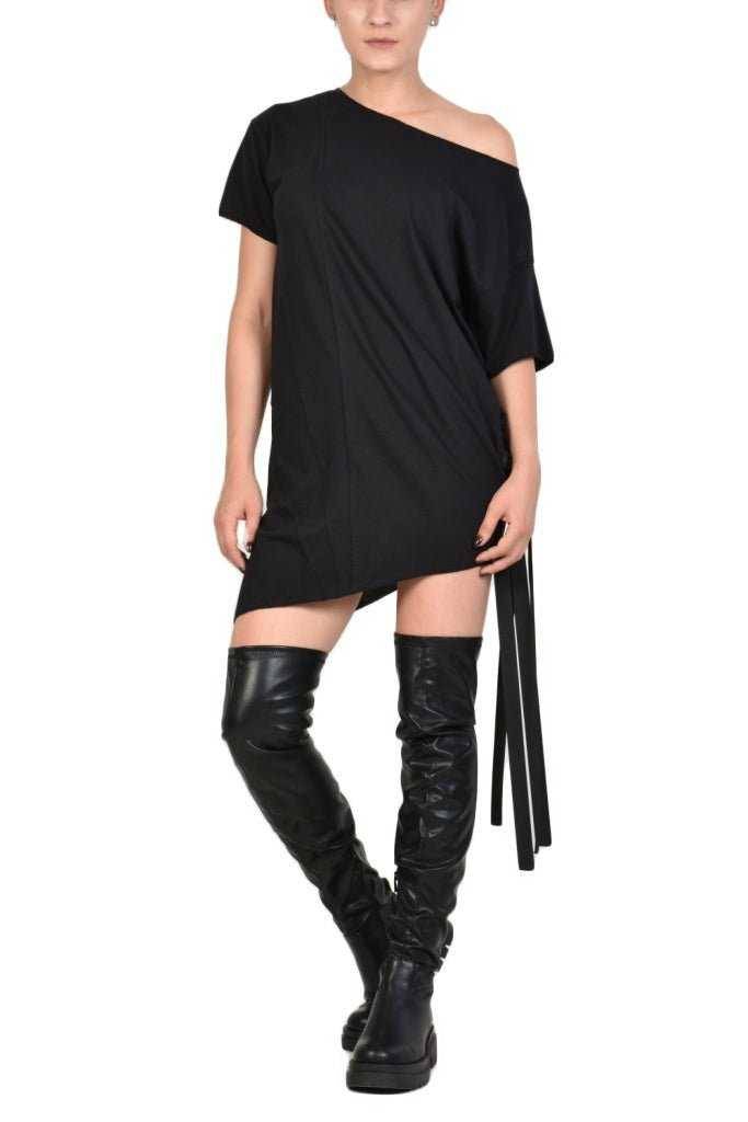 TR4M SIDE23 BLACK asymmetric t-shirt