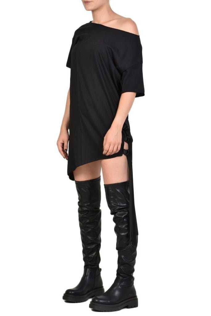 TR4M SIDE23 BLACK asymmetric t-shirt