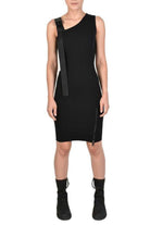 TR4M WEBY23 BLACK ribbed oneshoulder tube dress