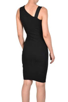 TR4M WEBY23 BLACK ribbed oneshoulder tube dress